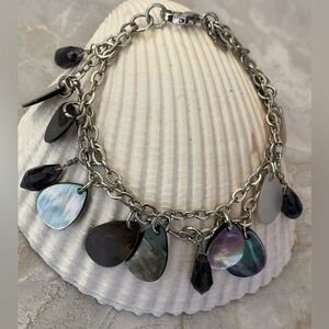 Banana Republic Shell and Black Teardrop Bracelet